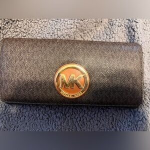 Michael Kors Dark Brown Wallet with Gold Logo